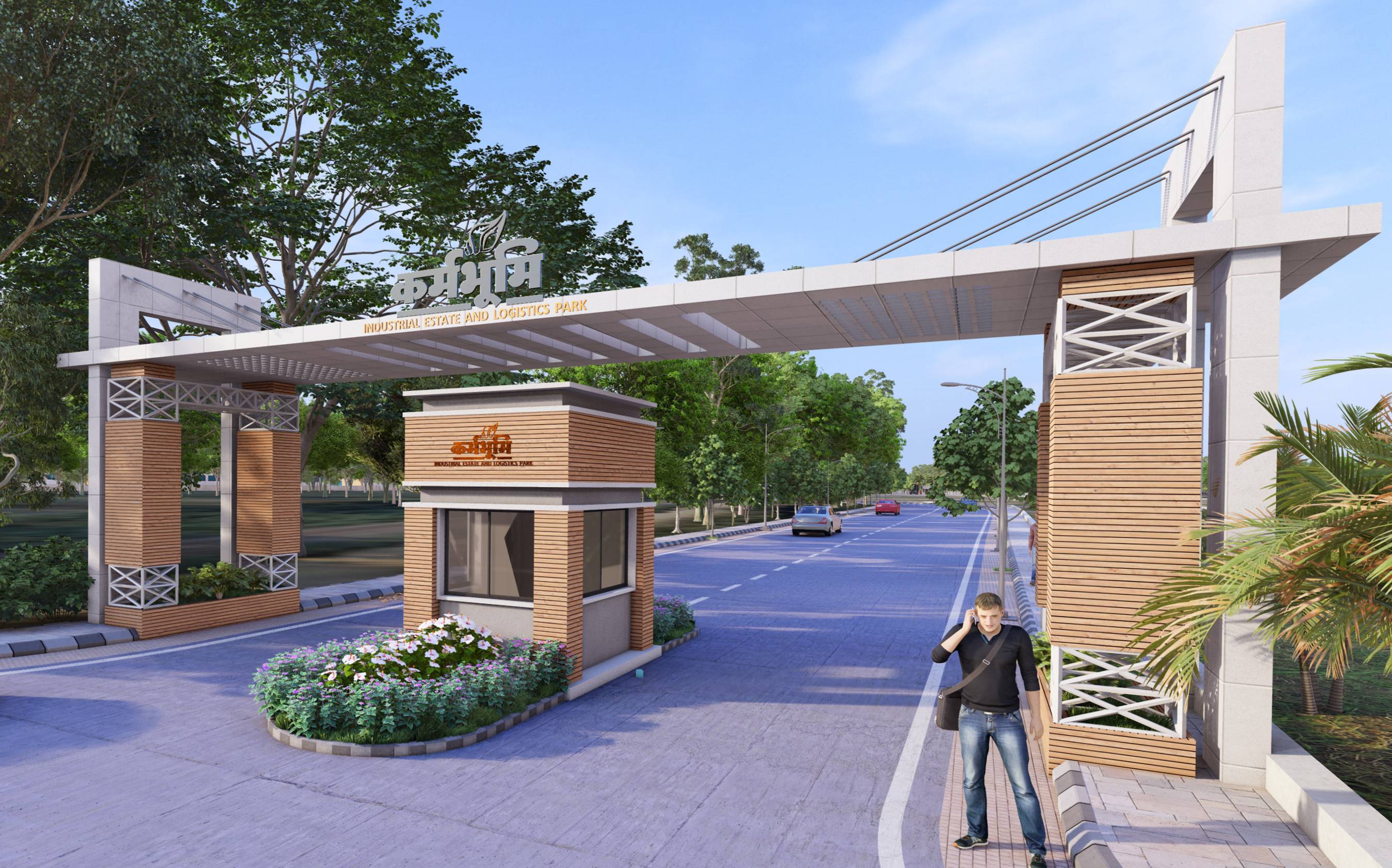 Grand entrance gate of Karmabhoomi commercial plots by Mukunda Infraventures - Leading property developer in Nagpur